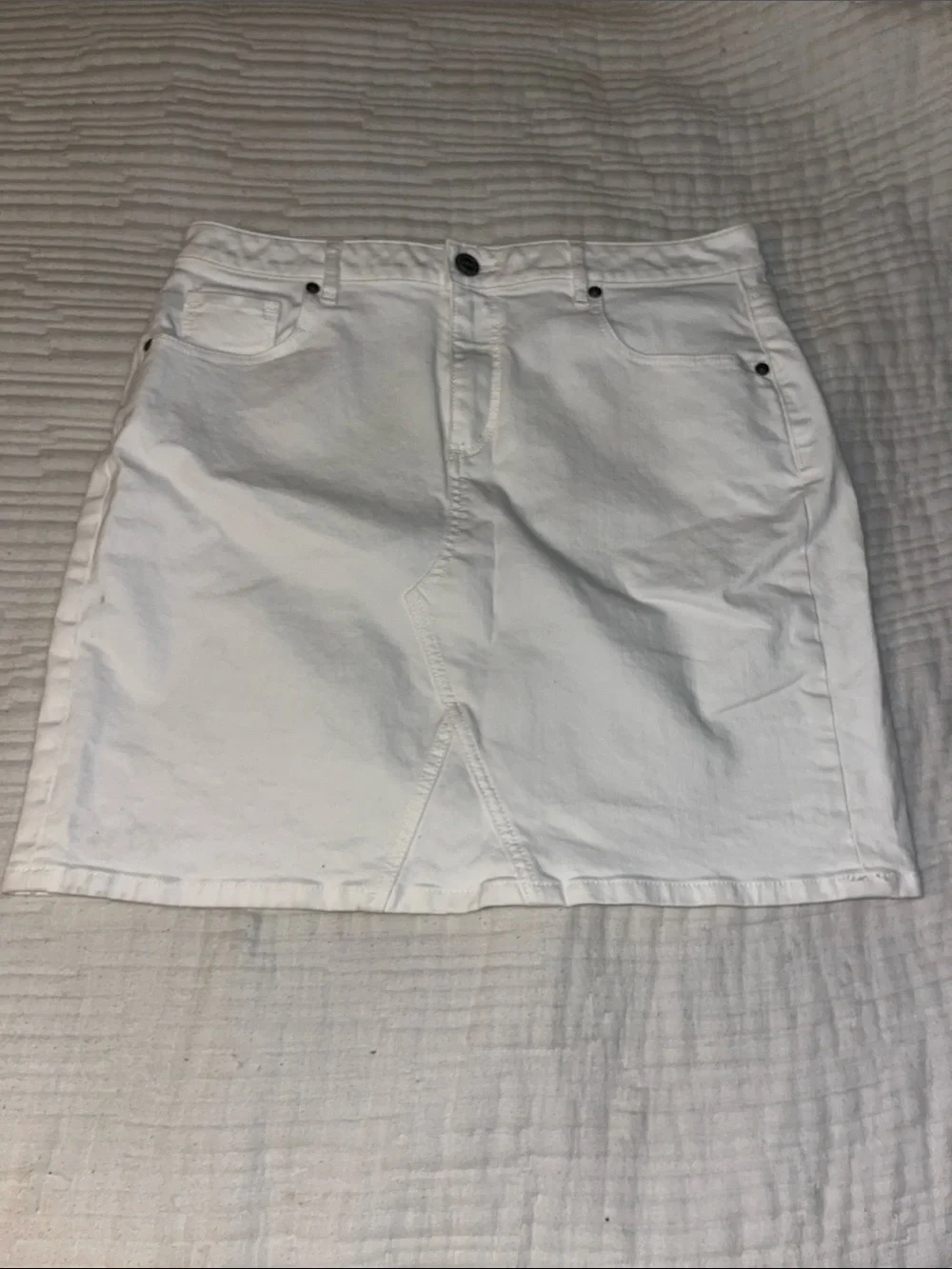 LOFT White Denim Mini Skirt